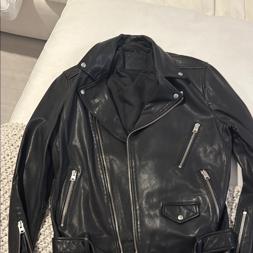 All Saints Black Leather Motorcycle Jacket
